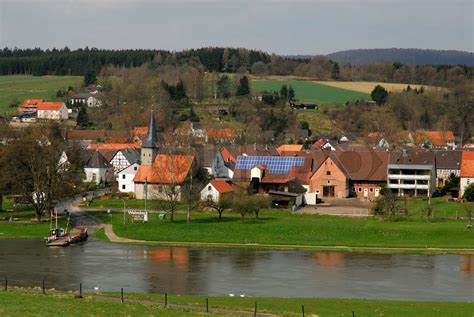 german village   river weser stock image colourbox