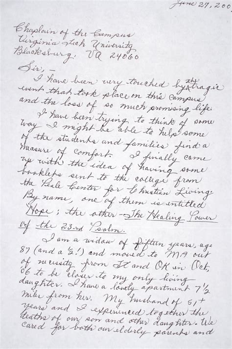 handwritten letter   bernadine nicholas