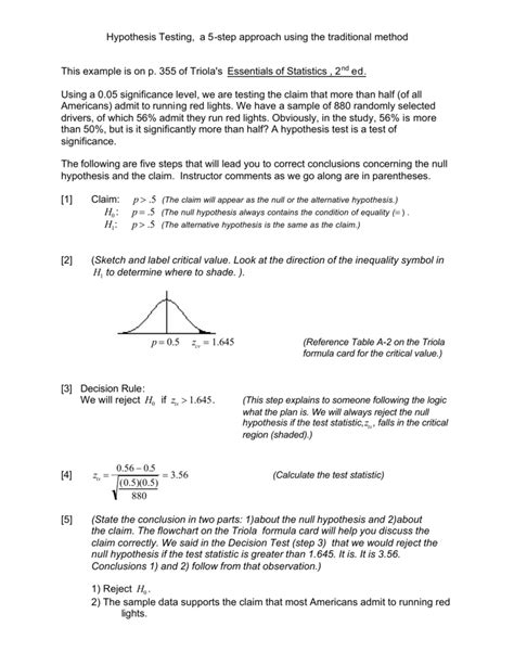 hypothesis testing   step approach   traditional method