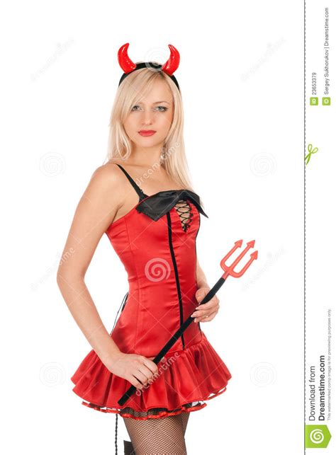pretty blonde is wearing a devil costume stock image image of devil nice 23653379