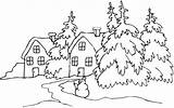 Village Coloring Winter Snowy Pages Drawing Landscapes Landscape Printable Color Getdrawings Tree Getcolorings Christmas Print Adult Choose Board sketch template