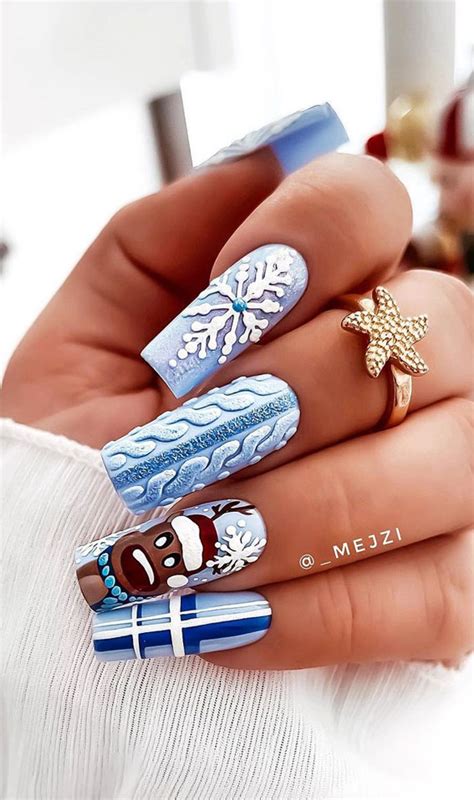 festive christmas nails rudolph blue nails