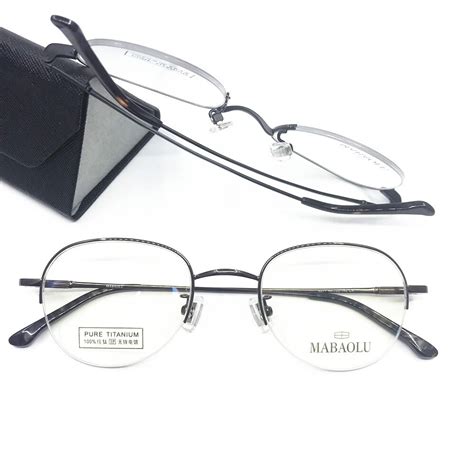 100 pure titanium eyeglass frames half rimless myopia rx able brand