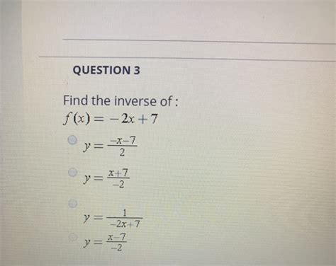 solved question  find  inverse  fx    cheggcom