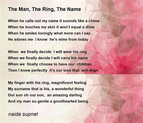 The Man The Ring The Name The Man The Ring The Name Poem By Naida