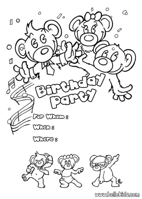 birthday party coloring pages   birthday party