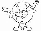 Earth Coloring Pages Kids Cute Cartoon Printable sketch template