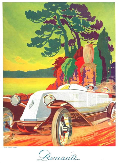 The 1920s 1924 Ad For Renault Car Vintage Poster Art