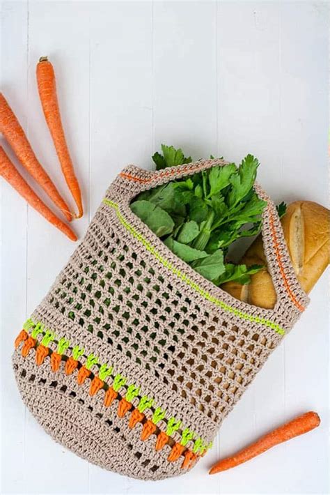 vegetable market bag  crochet pattern winding road crochet