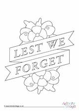 Colouring Pages Forget Lest Anzac Poppy Remembrance Coloring Poppies Colour Banner Activityvillage Print Children Activity Red sketch template