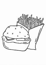 Burger Pommes Ausmalbild Cheeseburger Ausmalen Hamburger Chips Speisen Kuchen sketch template