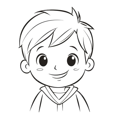 kartun anak laki laki menghadapi halaman mewarnai garis besar gambar sketsa vektor