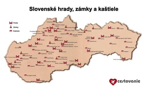 hrady  zamky slovensko mapa mapa