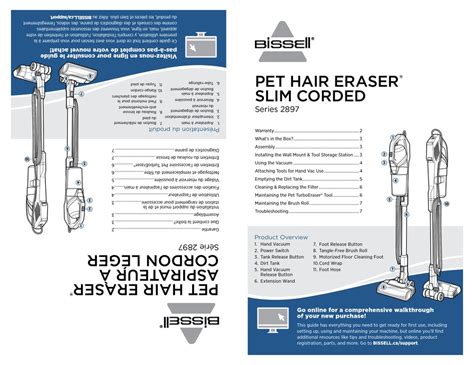 bissell pet hair eraser  series quick start manual   manualslib