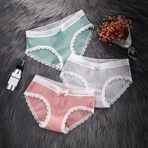 2018 New Pattern Sexy Lace Rib Cotton Briefs Women S Underwear