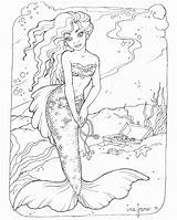 Realistic Mermaid Coloring Pages Getcolorings sketch template