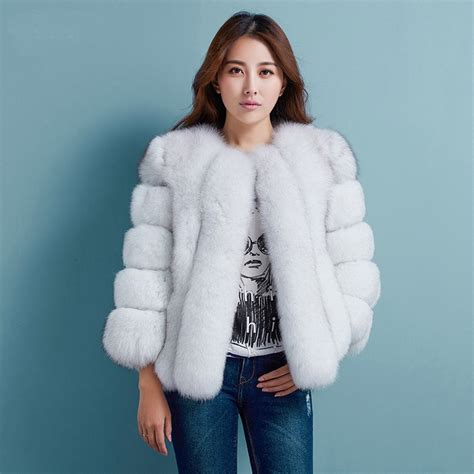 women winter fur coat long sleeve white faux fur outerwear lady long style fur jacket brand