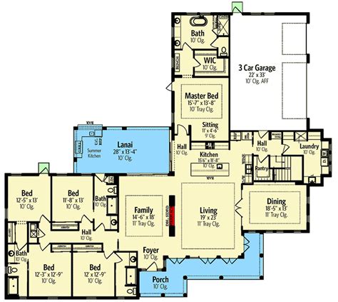 bedroom single level house plans