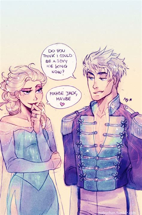 nope ┐ ￣ヮ￣ ┌ jelsa again elsa and an older jack frost