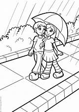 Sharing Coloring Pages Umbrella Couple sketch template