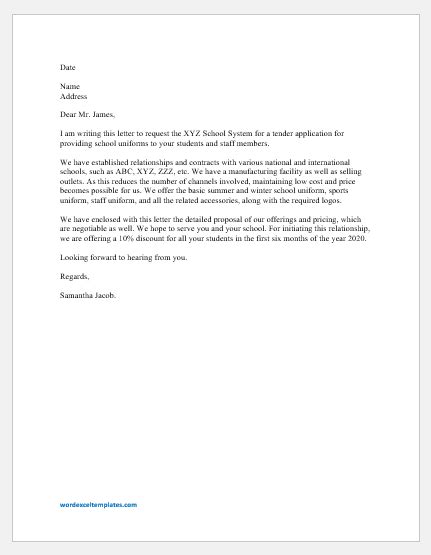 tender request letter templates  word word excel templates