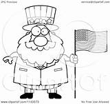 Uncle Clipart Chubby Sam Flag American Cartoon Thoman Cory Outlined Coloring Vector sketch template