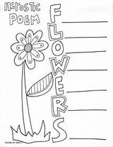 Poetry Coloring Poem Acrostic Pages Kids Classroom Printables Poems Doodles Flower Color Writing Autograph Visit Classroomdoodles sketch template