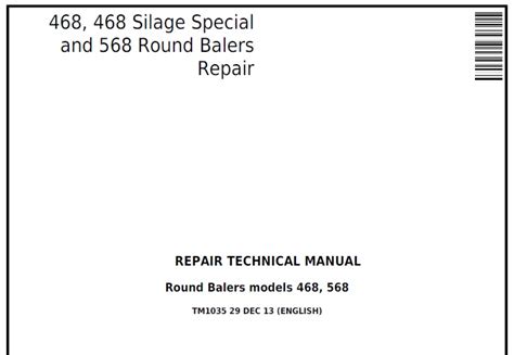 john deere   silage special    balers repair technical manual tm