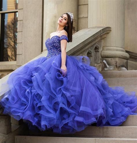 Luxury Royal Blue Quinceanera Dress Off The Shoulder Beaded Bodice
