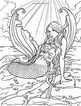 Coloring Pages Mermaid Adult Siren Mystical Mythical Adults Mermaids Sea Printable Colouring Sirens Book Legend Myth Lovely Sheets Fantasy Detailed sketch template