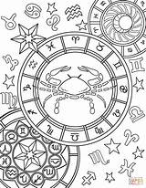 Coloring Astrology Astrological Wicca Leo Pisces Capricorn sketch template