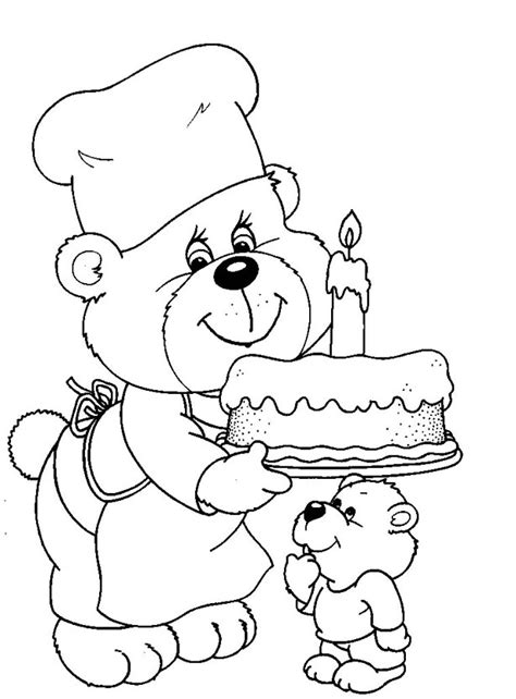 colorings bears birthday coloring