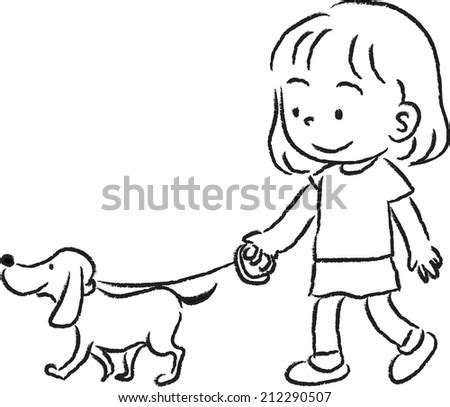 child walking dog stock images royalty  images vectors