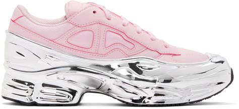 raf simons pink silver adidas originals edition ozweego sneakers ssense black silver