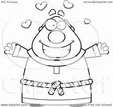Monk Cartoon Chubby Loving Clipart Outlined Coloring Vector Thoman Cory Royalty sketch template
