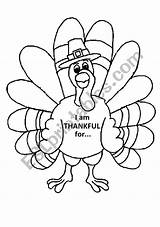 Thankful Turkey Am Coloring Printable Thanksgiving Pages Template Worksheets Worksheet Eslprintables Printables Category Other Printablee Preschool sketch template