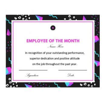 printable employee   month certificates template archive