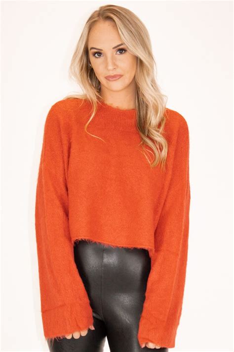 Fuzzy Mock Neck Sweater In Orange Mock Neck Sweater Leather Tights