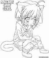 Anime Coloring Cat Pages sketch template