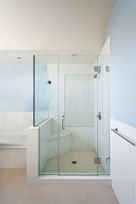 Pin By Curtis Smith On Bathroom Ideas Half Wall Shower Frameless