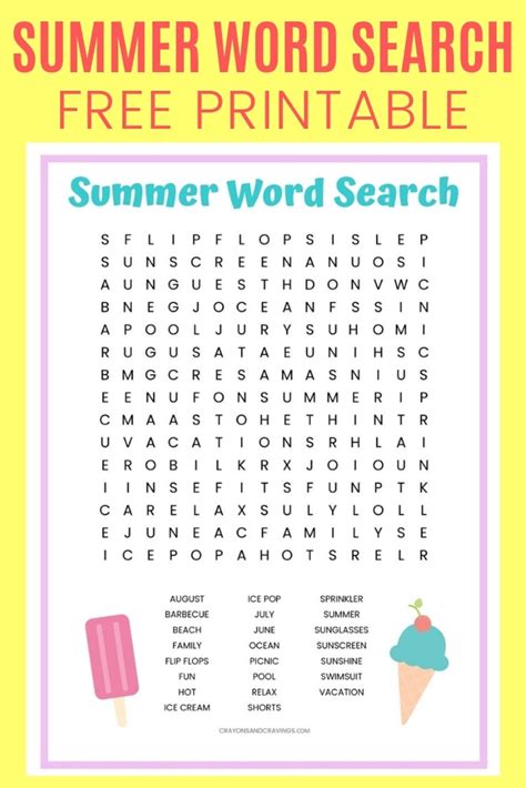 printable summer word search printable templates