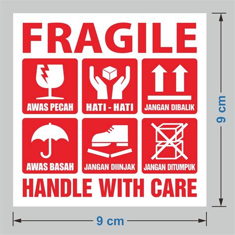 sticker label fragile  pcs awas pecah stiker handle  care hati hati    cm  pcs