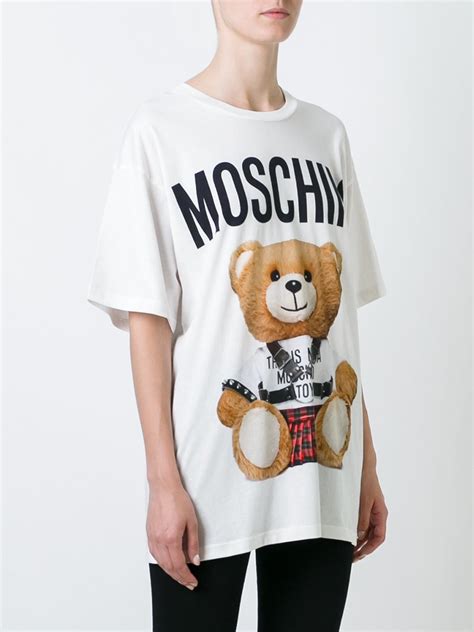 moschino cotton teddy printed t shirt lyst