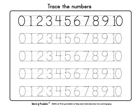 printable preschool worksheets tracing numbers  printable