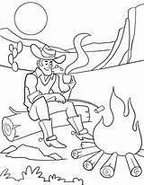 Coloring Pages Cowboy Campfire Western Theme Cowboys Coloring4free Printable Color Print Desert Cowgirl Night Rodeo Roping Team Getcolorings Party Bezoeken sketch template