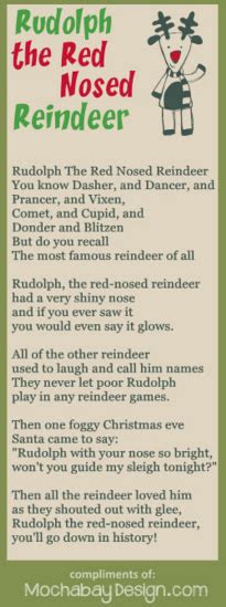 rudolph  red nosed reindeer lyrics  printable