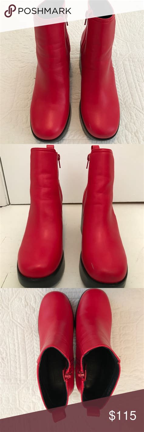 red topshop platform boots leather  brand  topshop cherry red boots   small scuff