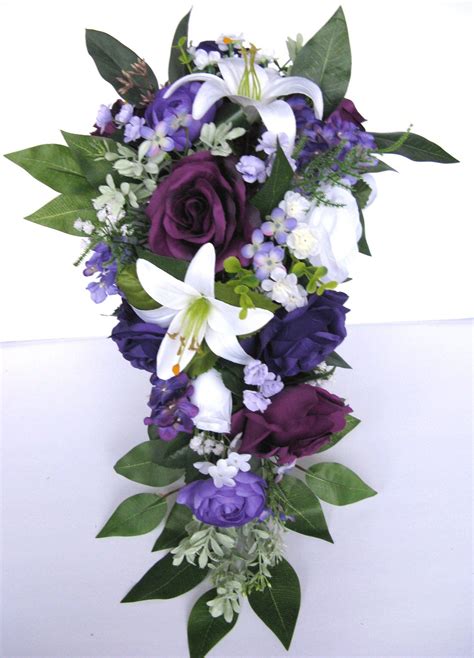 17 piece wedding bouquet set bridal bouquet sets purple plum etsy