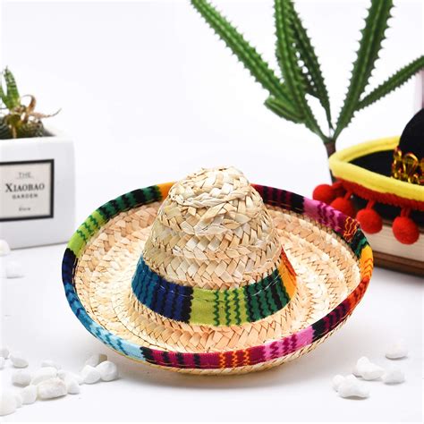 6 Pieces Mini Mexican Sombrero Hats Cute Straw Sombreros Mini Fun