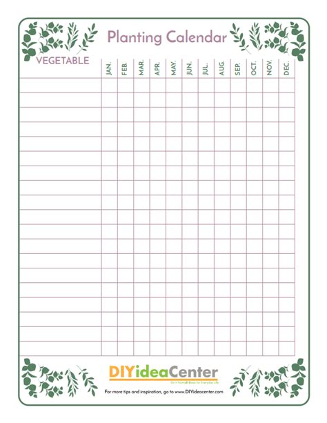 printable vegetable planting calendar diyideacentercom